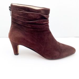 {St.John} Suede Ruched Ankle Bootie